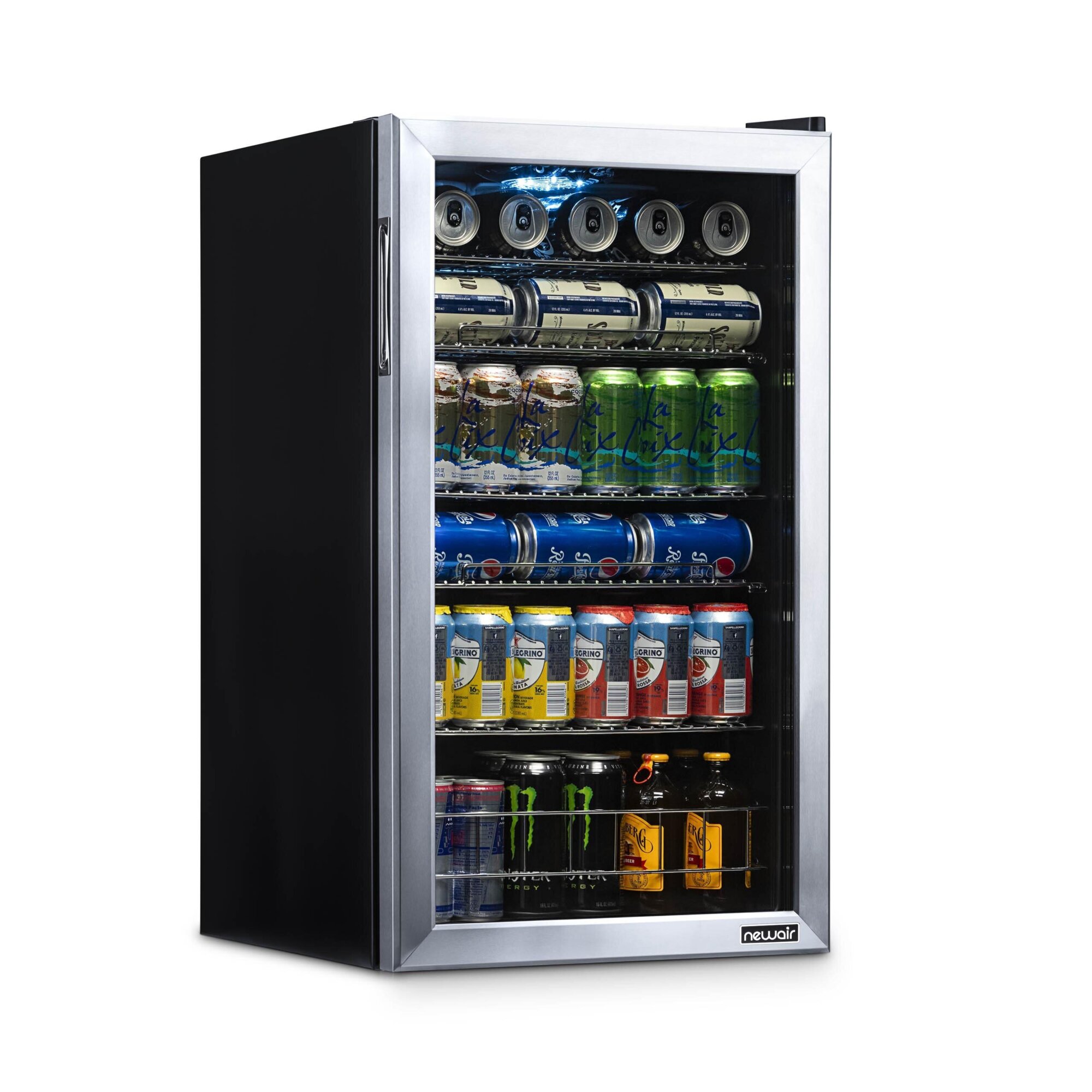 Newair Freestanding Beverage Fridge in Stainless Steel, Can Capacity 126, Height 33 in, Width 18.9 in, Model# AB-1200